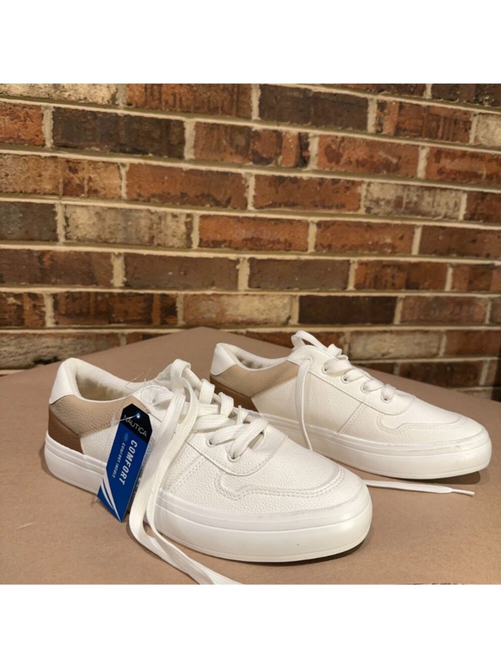 Nautica Grelle Womens Platform Sneakers Size 9.5 White Brown Lace Up Sneakers - Picture 7 of 11